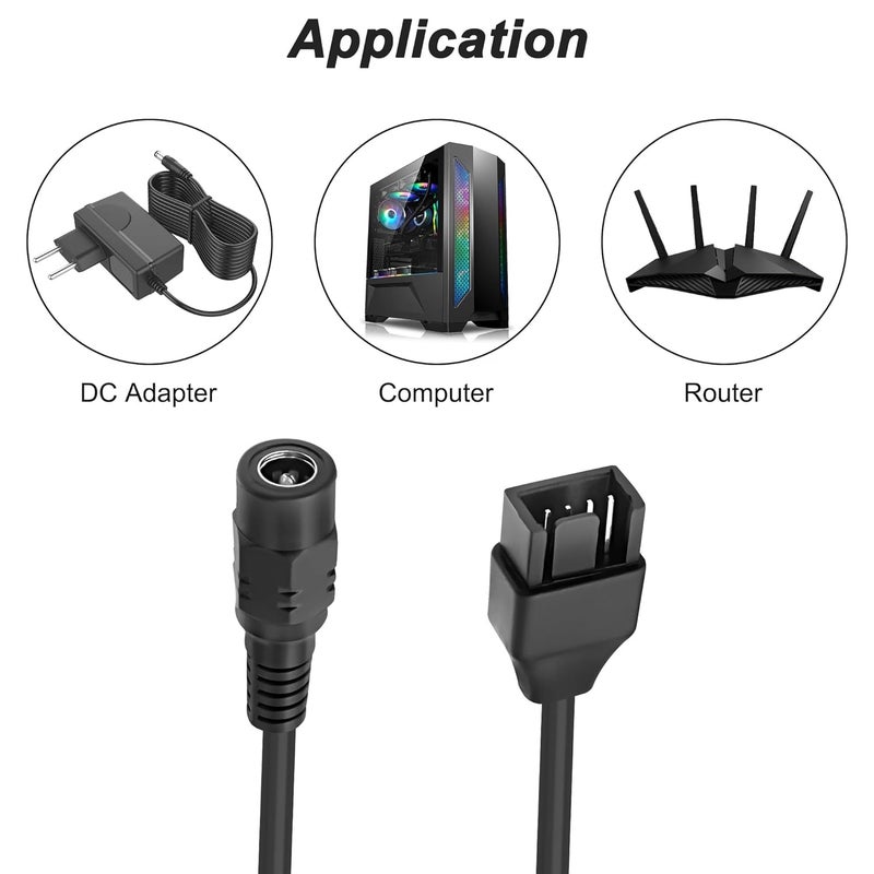 XMSJSIY 12V DC 5.5mm*2.1mm Female to 4 Pin Male PWM Fan PC Cooling Fan Power Adapter Connector Extension Cable Cord for Computer Case -20CM/7.8INCH 2PCS - Image 5